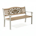 Panchina da giardino 120 x 60 x 90 cm in metallo beige e marrone stile classico floreale