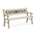 Panchina da giardino 150 x 60 x 90 cm in plastica crema e marrone stile classico floreale