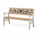 Panca da giardino 120 x 60 x 90 cm in legno e metallo bianco marrone stile floreale