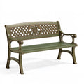 Panchina da giardino 125 x 60 x 88 cm in metallo verde con schienale decorativo classico