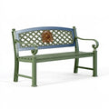 Panchina da giardino 150 x 60 x 90 cm in metallo verde con schienale intrecciato stile classico