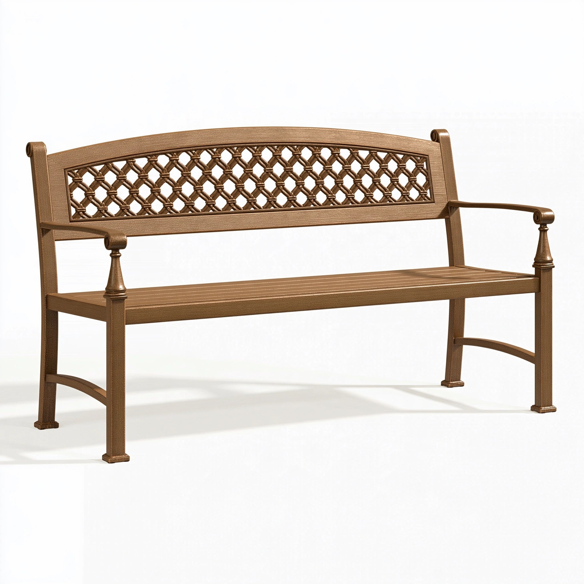 Panca da giardino 120 x 60 x 90 cm in metallo bronzo con schienale intrecciato classico