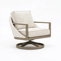 Poltrona girevole 78 x 82 x 92 cm in tessuto beige e legno marrone stile moderno