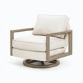 Poltrona 78 x 85 x 90 cm in tessuto avorio e legno chiaro girevole stile moderno