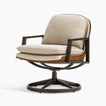 Poltrona girevole 78 x 80 x 95 cm in tessuto beige con struttura in legno e metallo - stile moderno