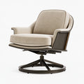 Poltrona girevole 84 x 88 x 102 cm in tessuto beige con struttura in legno e metallo stile moderno