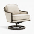 Poltrona reclinabile girevole 82 x 90 x 102 cm in tessuto beige con struttura marrone - stile moderno