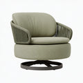 Poltrona girevole 85 x 80 x 84 cm in tessuto verde salvia con base in metallo stile moderno