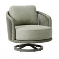 Poltrona girevole 82 x 80 x 85 cm in tessuto verde salvia con base in metallo stile contemporaneo