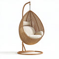 Poltrona sospesa 120 x 100 x 200 cm in rattan marrone con struttura in metallo per esterno