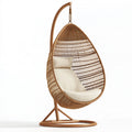 Poltrona sospesa 105 x 105 x 195 cm in rattan marrone con seduta imbottita stile boho