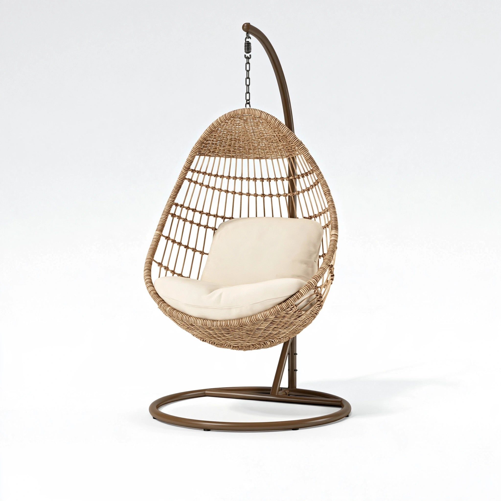 Poltrona sospesa 105 x 195 cm in fibra intrecciata beige e metallo marrone con supporto