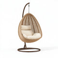 Poltrona sospesa 105 x 105 x 195 cm in rattan beige e metallo marrone con seduta imbottita