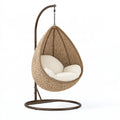Poltrona sospesa 120 x 100 x 195 cm in rattan beige con supporto in metallo stile boho