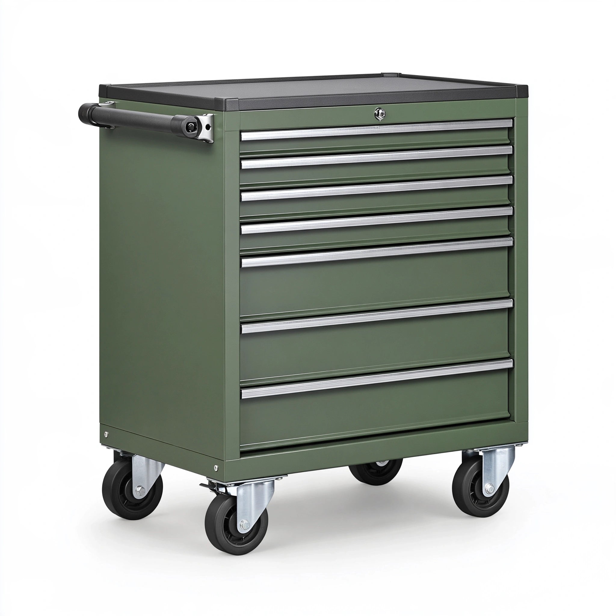 Carrello portautensili 75 x 46 x 95 cm in acciaio verde con 7 cassetti e ruote