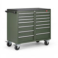 Carrello portautensili 110 x 50 x 95 cm in acciaio verde con 12 cassetti e ruote