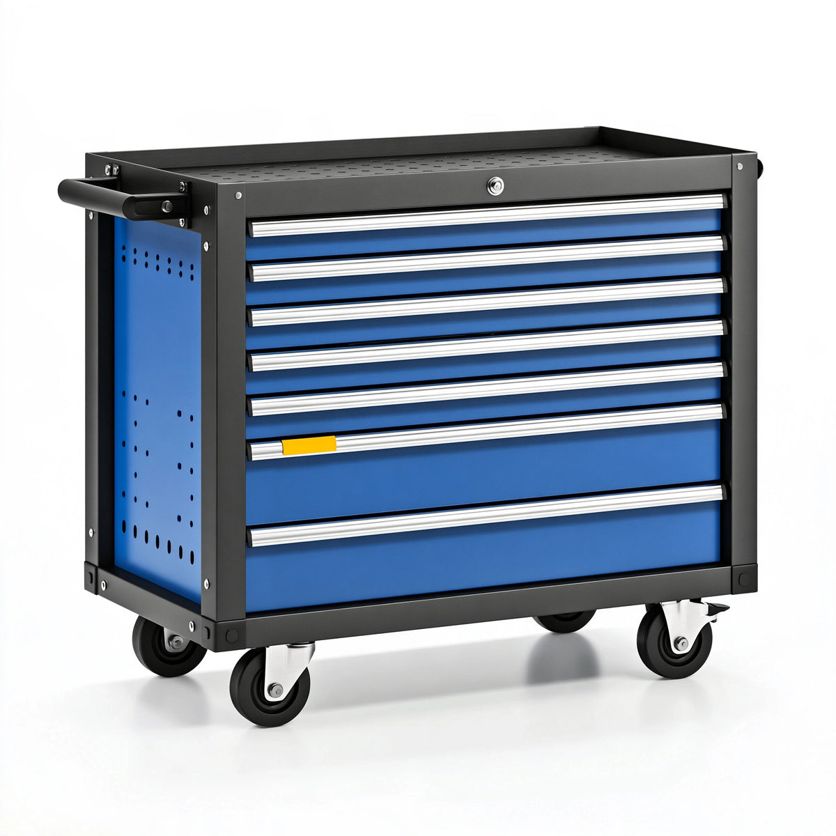 Carrello portautensili 80 x 46 x 97 cm in acciaio blu e nero con 7 cassetti e ruote