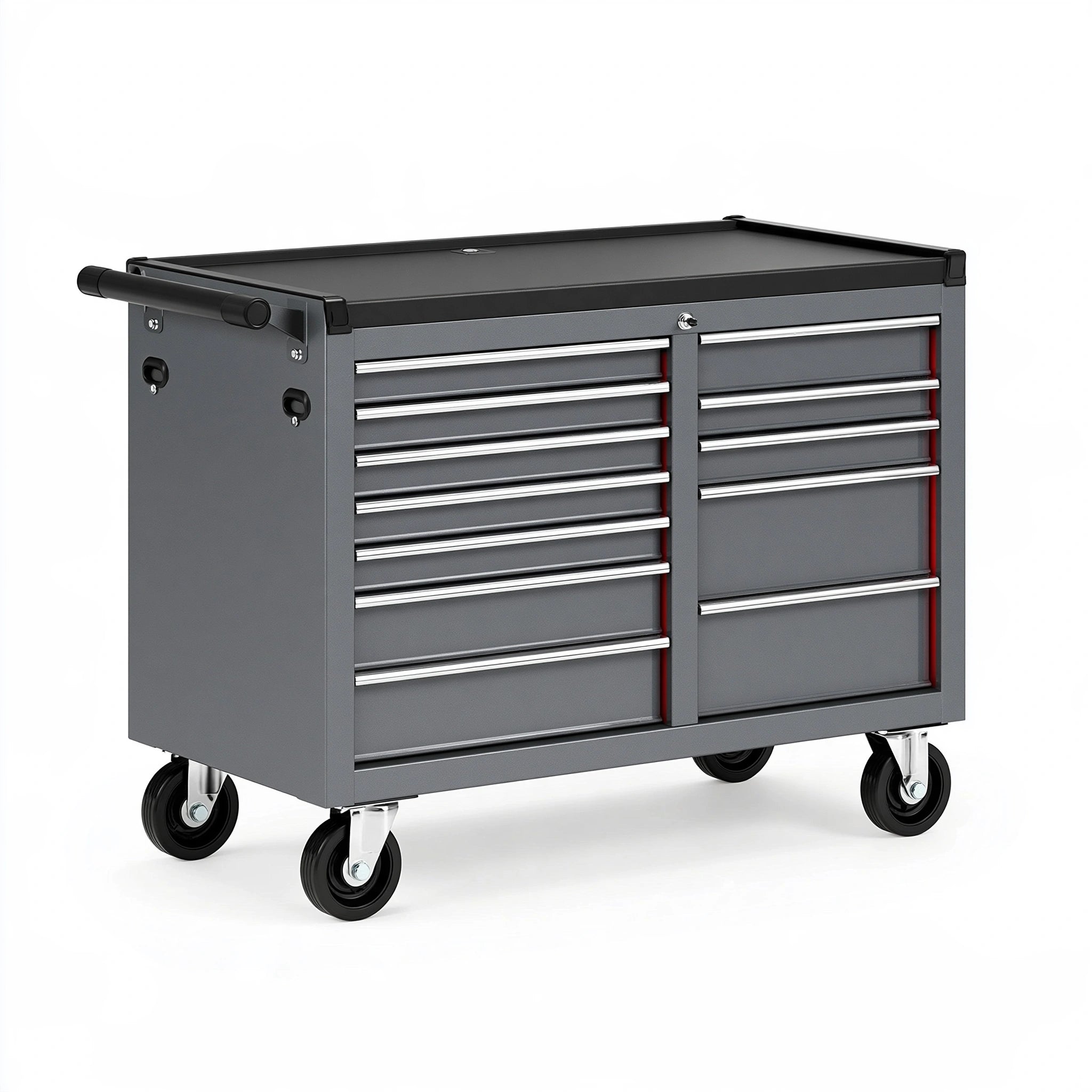 Carrello portautensili 76 x 46 x 96 cm in acciaio grigio con 9 cassetti e ruote