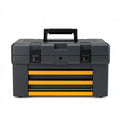 Cassettiera portautensili 60 x 30 x 55 cm in plastica nera e gialla con maniglia e cassetti