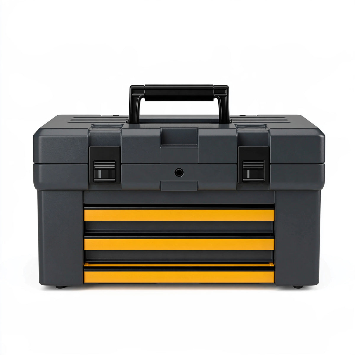 Cassettiera portautensili 60 x 30 x 55 cm in plastica nera e gialla con maniglia e cassetti