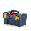 Cassetta portautensili 50 x 27 x 25 cm in plastica blu con chiusure gialle - organizer portatile con maniglia