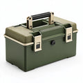 Cassetta porta attrezzi 45 x 28 x 32 cm in plastica verde con maniglia e seduta imbottita