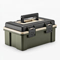 Cassetta portautensili 45 x 25 x 28 cm in plastica verde oliva nera e beige - organizzatore portatile con maniglia