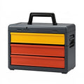 Cassettiera portautensili 49 x 26 x 43 cm in plastica nero/giallo/rosso - con maniglia e 3 cassetti